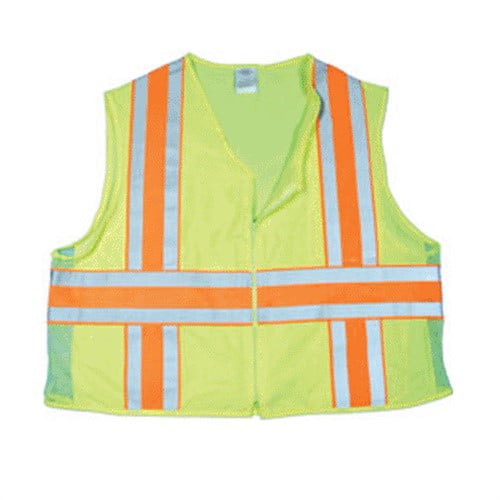 Lime 2X-Large Mutual 16343 High Visibility Polyester ANSI Class 2 Deluxe Dot Mesh Safety Vest with Pockets 